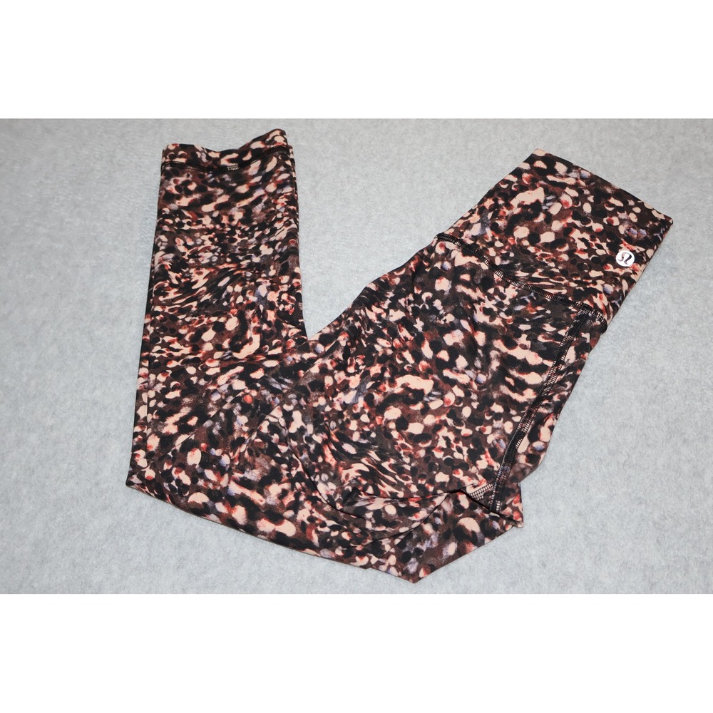 Lululemon Leggings Womens 2 Black Pink Abstract High Rise Align Pants Capri